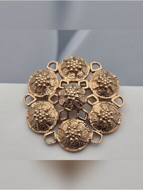 Vintage “Fashion-Rite” Brooch Gold Tone Textured 1972 Sarah Coventry
